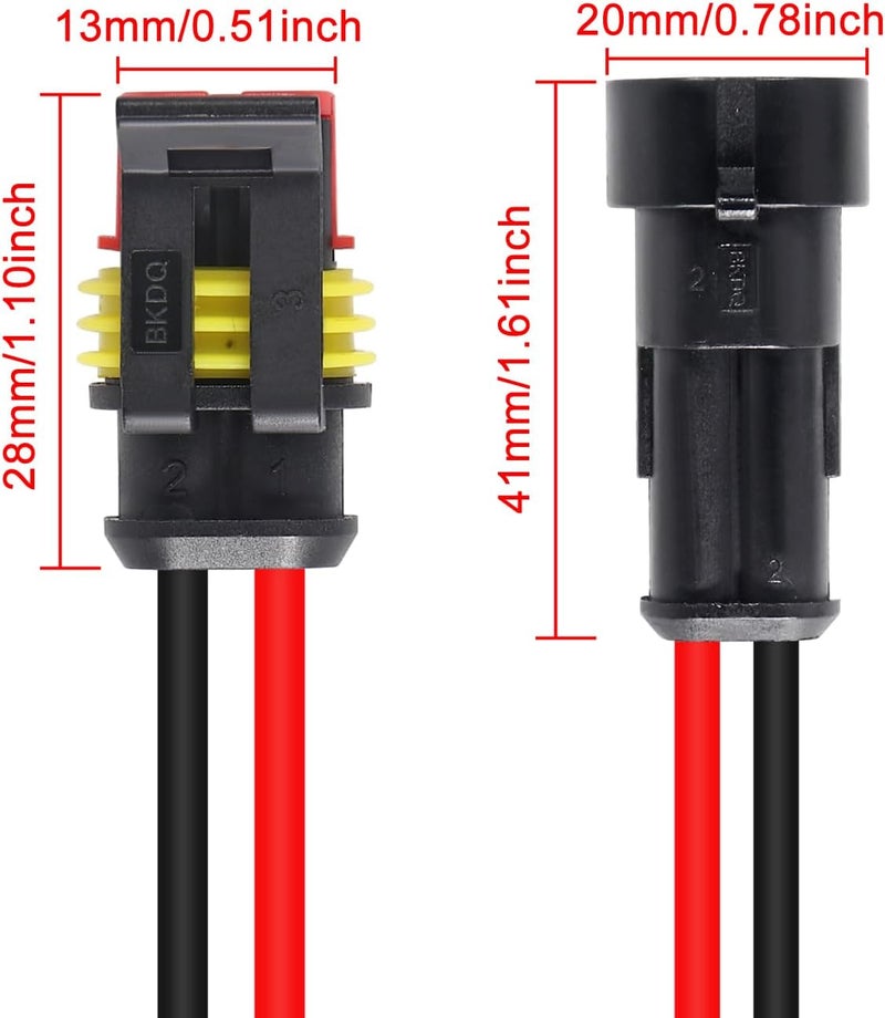 AiTrip 10 Pack 2 Pin Wire Connector 16 AWG Waterproof Automotive Electrical Connectors Deutsch Connector Male and Female Wire Connectors for Car Truck Boat - Image 2